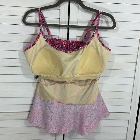 Women's Pink Paisley Tankini Top - Picture 8 of 13